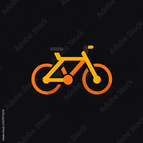Yellow bike icon, dark background, app design element