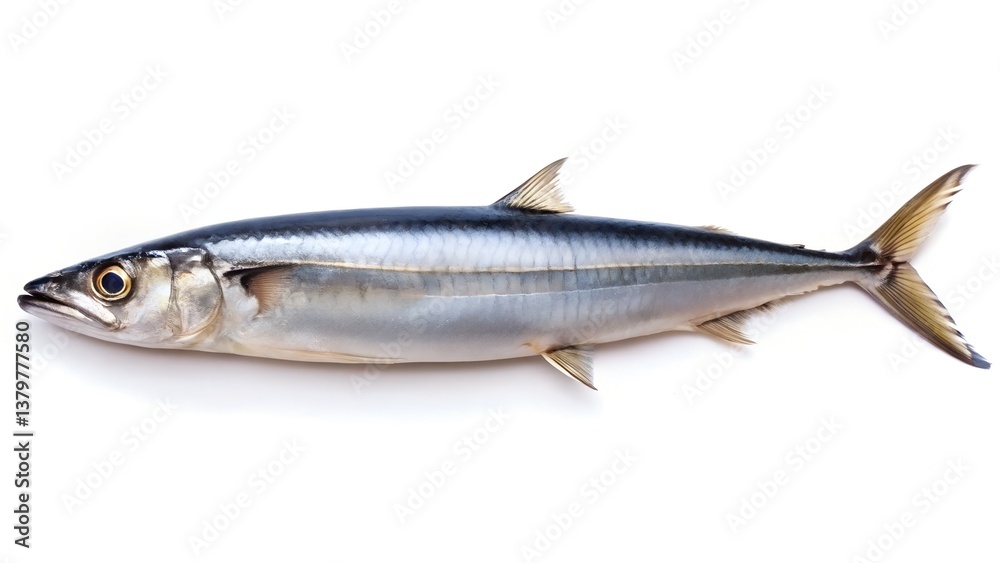 A saury fish isolated on white background A saury fish isolated on white background