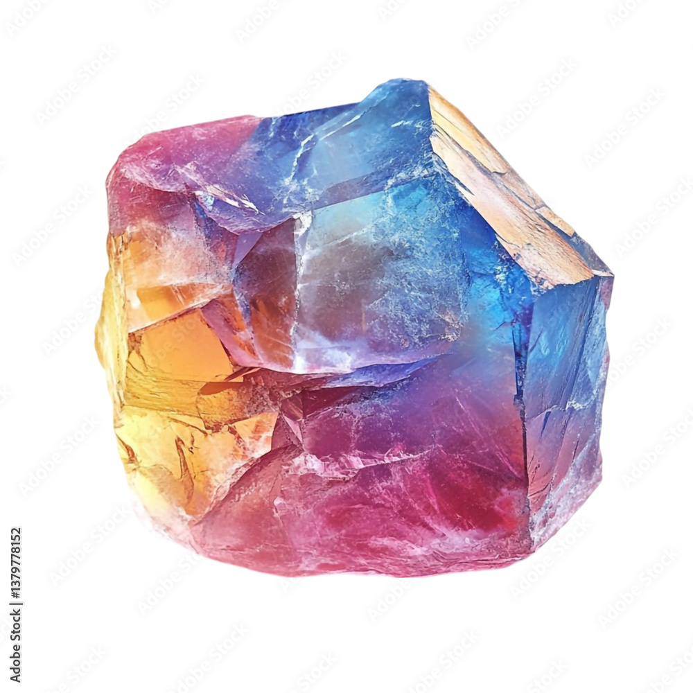 Fototapeta premium Vibrant Rainbow Fluorite Crystal Gemstone Mineral Specimen,