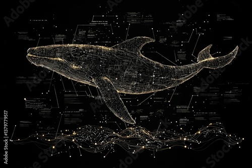 Digital Whale Abstract Wireframe of a Humpback