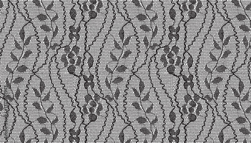 Lace fabric with a pattern of jagged leaves and petite flowers