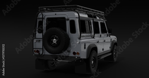 Realistic Car SUV Adventure Style Isolated on Black Background. 3D Rendering