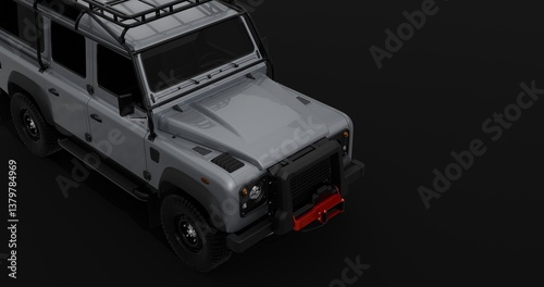 Realistic Car SUV Adventure Style Isolated on Black Background. 3D Rendering