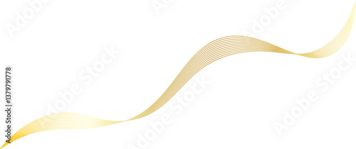 Elegant golden line art layered wavy