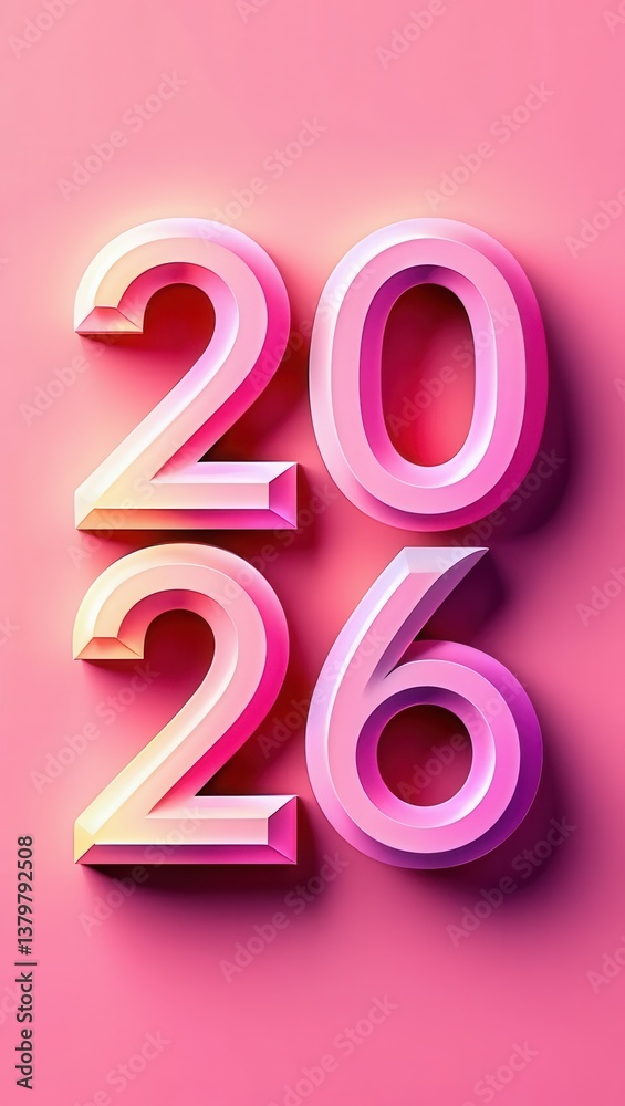 Stylish 2026 numbers design against a vibrant pink background for modern decoration and branding Stylish 2026 numbers design against a vibrant pink background for modern decoration and branding