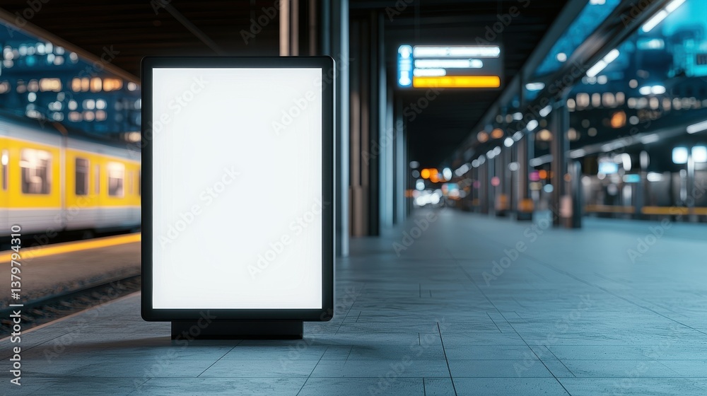 An empty train station platform at night with blurred commuters and motion blur showcasing the infrastructure and technology of modern urban transportation systems An empty train station platform at night with blurred commuters and motion blur showcasing the infrastructure and technology of modern urban transportation systems