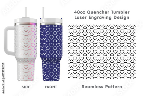 Seamless laser engraving design for 40oz quencher tumbler. Abstract tileable pattern. Full tumbler wrap. Vector illustration.