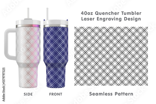 Seamless laser engraving design for 40oz quencher tumbler. Abstract tileable pattern. Full tumbler wrap. Vector illustration.