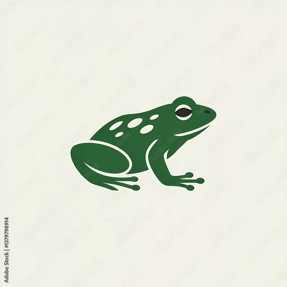 Obraz premium A green frog with a pattern of white spots on its body.