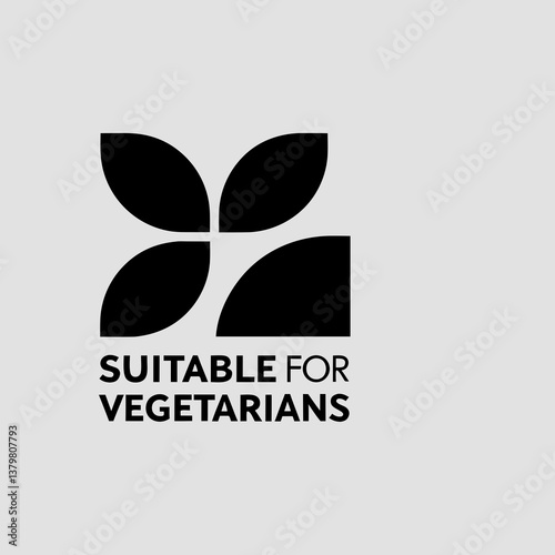 Suitable for vegetarians text with floral black symbolism