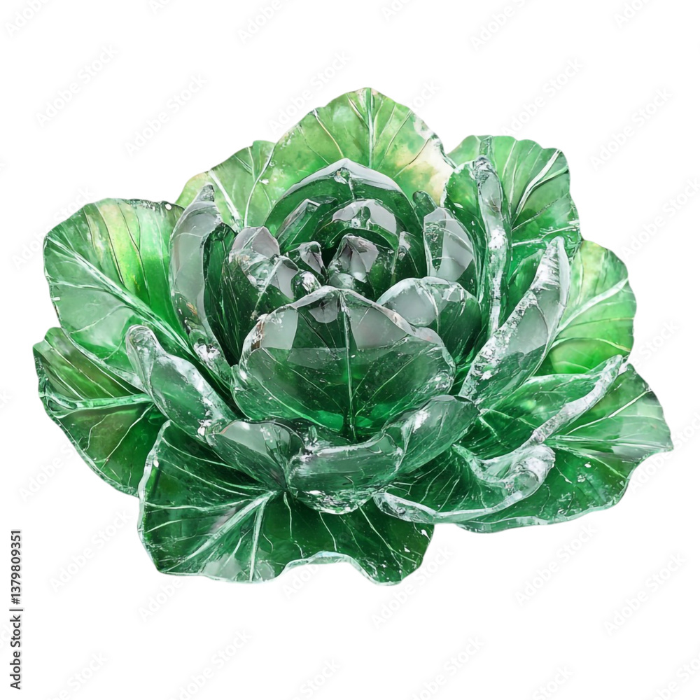 Obraz premium Green Glass Rose Sculpture Artistic Floral Craftsmanship,