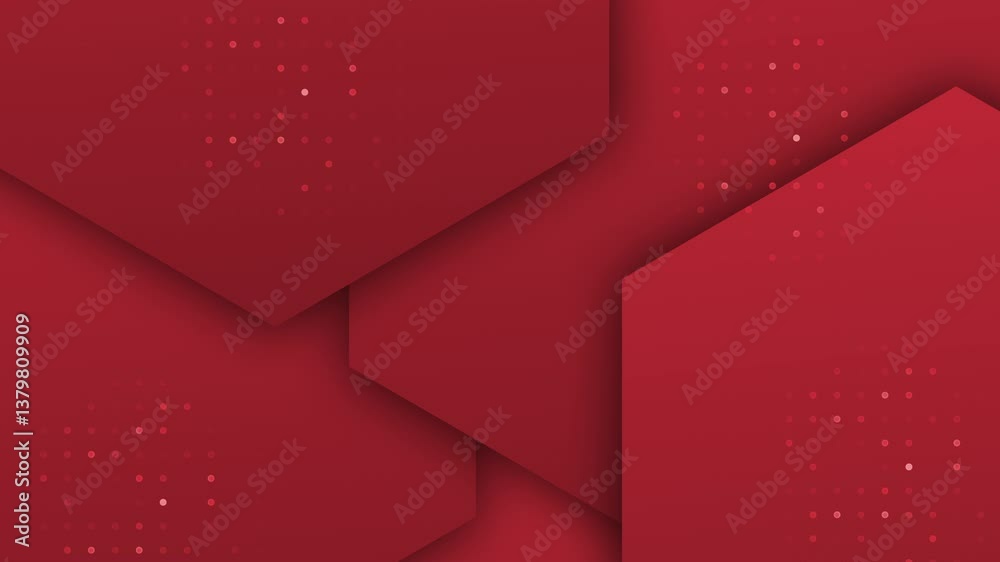 4k of red hexagon with blinking dots animated background