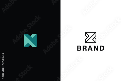 Impossible Letter NX or ZX logo design with two different backgrounds. 