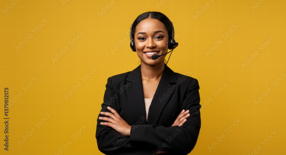 Portrait of a businesswoman in a yellow background studio Portrait of a businesswoman in a yellow background studio