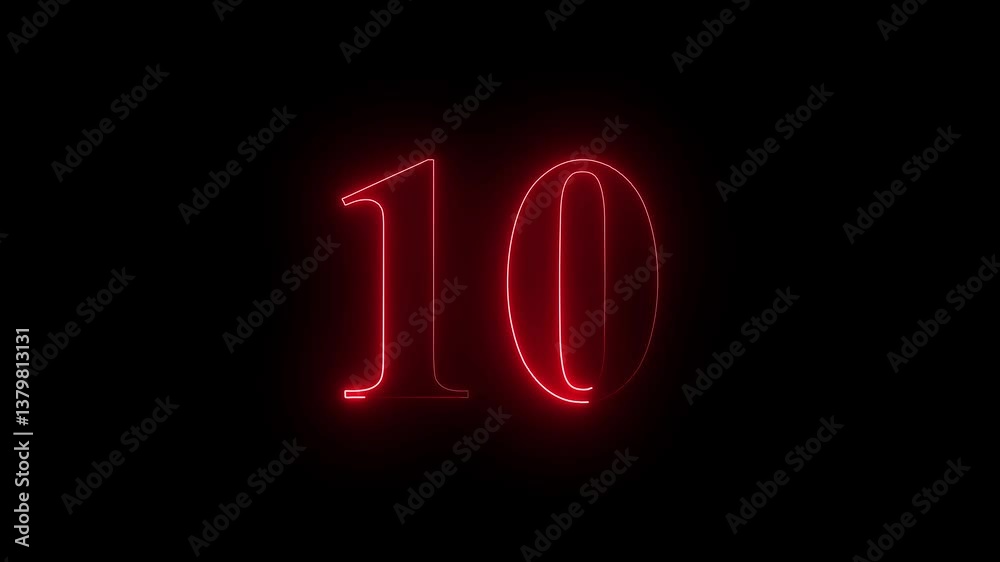 A dynamic motion, and glowing neon number 10 animation on a black background. 4k motion graphic animation. A dynamic motion, and glowing neon number 10 animation on a black background. 4k motion graphic animation.
