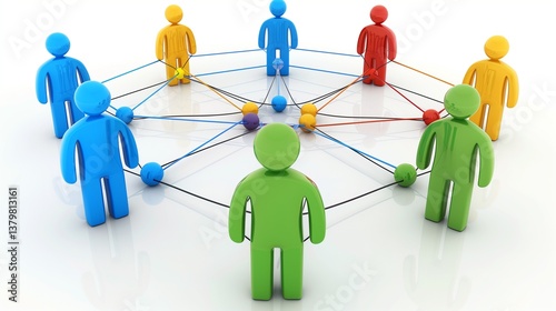 A social network icon with multiple connected people, symbolizing communication, outlined on a white background.