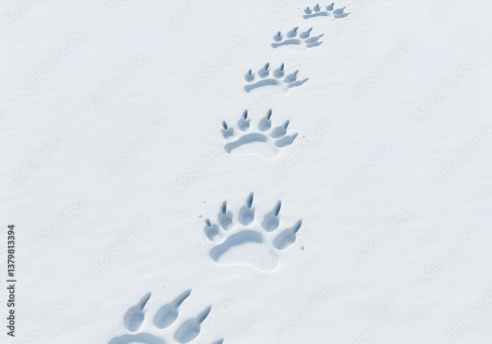 Obraz premium Bear Paw Prints in Fresh Snowy Landscape
