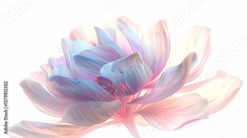 A soft pastel floral clipart with gentle petal shades, standing alone on a white background.