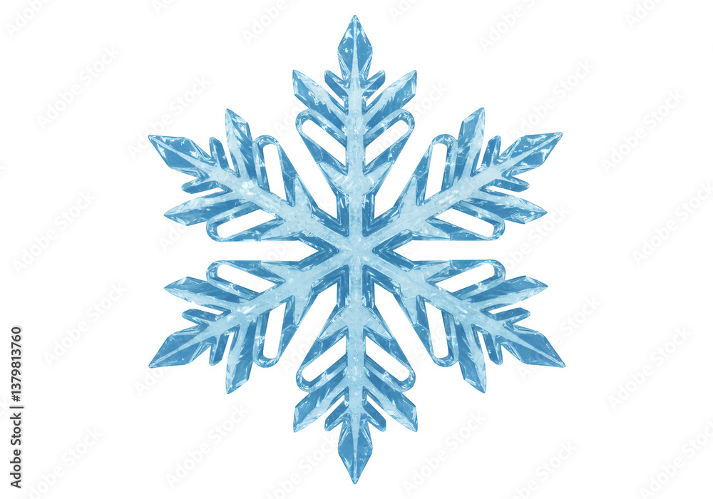 Intricate Ice Blue Snowflake with Frosty Texture Intricate Ice Blue Snowflake with Frosty Texture