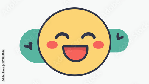 Happy Face Savouring Delicious Food Emoticon Vector | Cute Flat Design Smiley with Heart Hands | Emojilicious Expressions