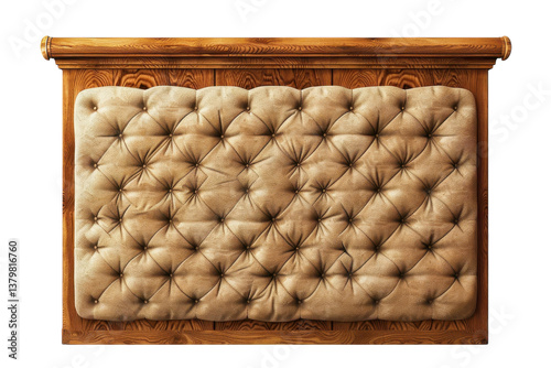 Handcrafted Wooden Bed Frame Isolated On Transparent Background