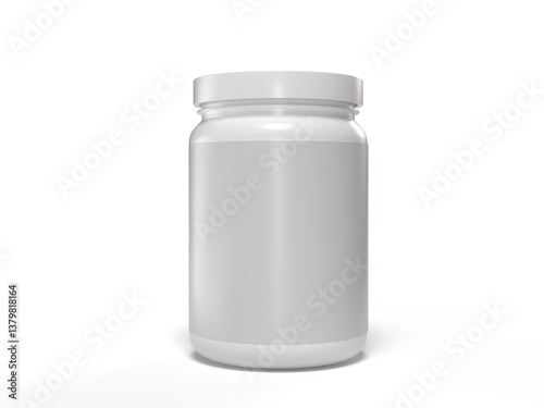 Whey protein and mass gain plastic jar, bottle packaging mockup 3d glossy plastic design. Fitness nutrition canister design template for pill capsule cylinder, vitamins. Supplement gym and workout