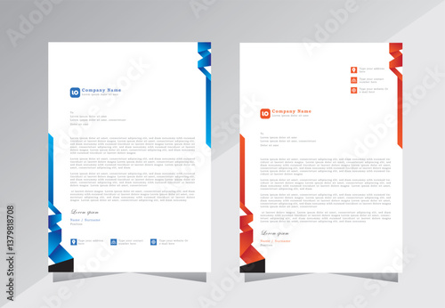 letterhead design for project,  letter head templates. modern and simple letterhead design, a4 letterhead template with blue and red color - vector eps 10.