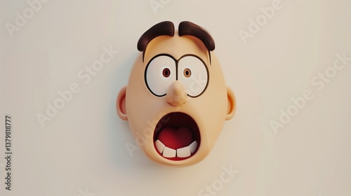 A surprised face emoji with a wide-open mouth and raised eyebrows, expressing shock, neatly drawn on a white background.