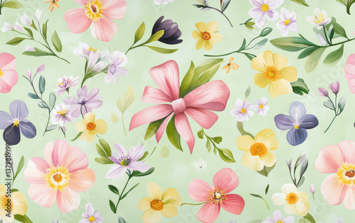 Wallpaper Mural Retro style floral texture art background
 Torontodigital.ca