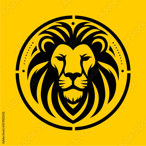 This lion vector logo is designed with sharp and symmetrical lines, creating a strong and authoritative figure