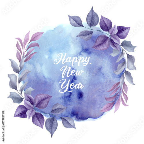 Hand-painted watercolor floral new year frame