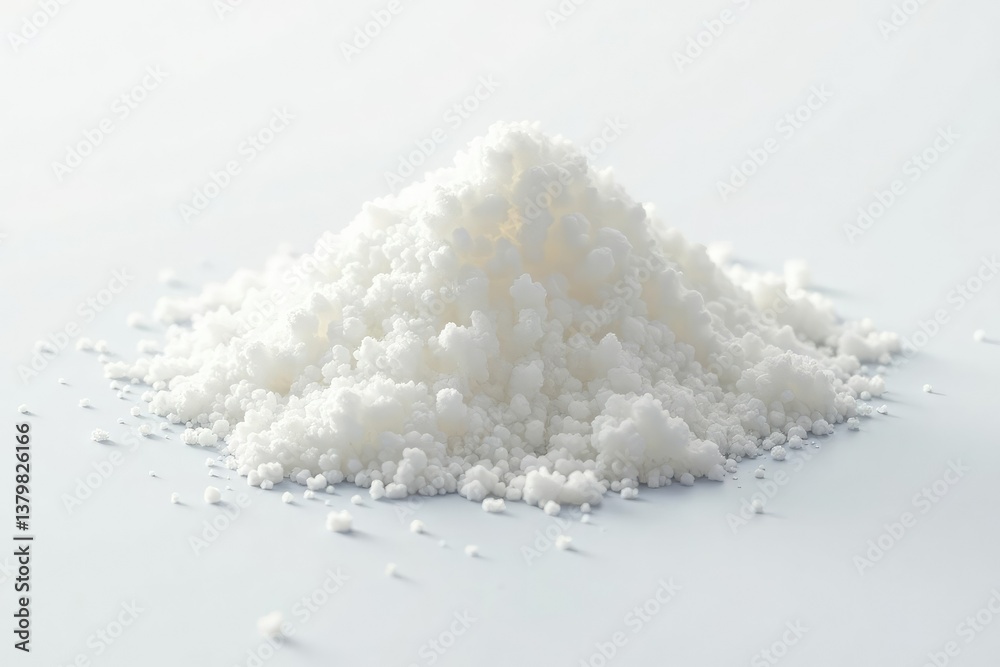 Crystalline sugar granules, bright white background, beet sugar, clean