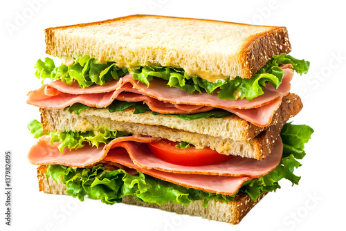 Fresh Deli Sandwich with Ham and Lettuce