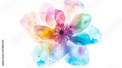 A watercolor-style flower clipart with soft blended colors, displayed against a white background.