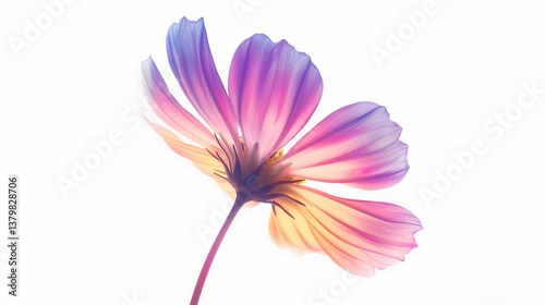 A wildflower clipart with colorful petals and a slender stem, standing against a white background.