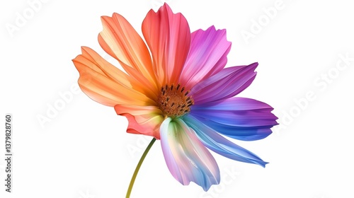 A wildflower clipart with colorful petals and a slender stem, standing against a white background.