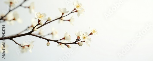 Delicate branches on a white background with soft focus effect, clean, isolated tree branch, branch