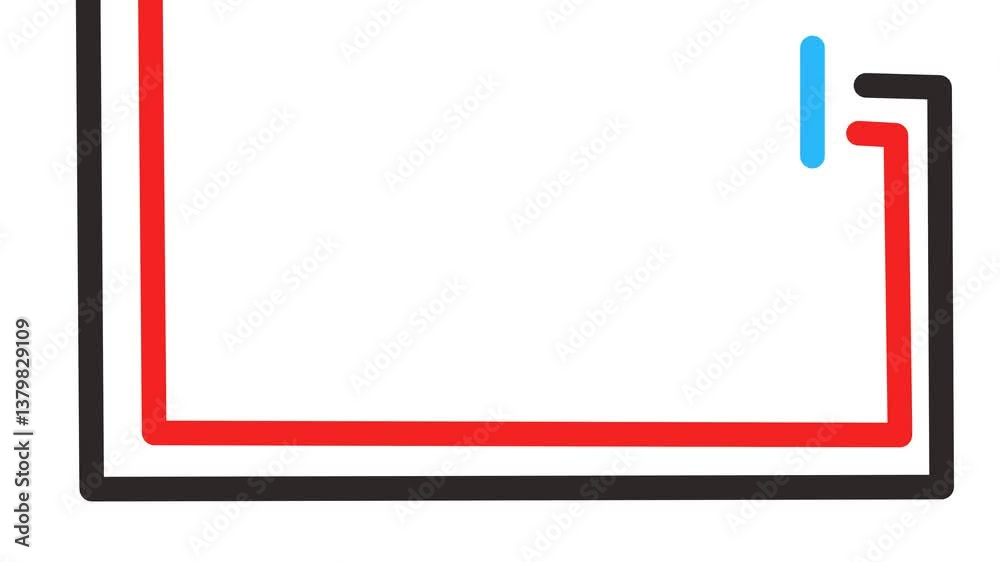 The frame is formed by an angular double line that only partially encircles the canvas space.