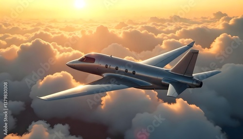 A Sleek Military Jet Soaring Above Vibrant Sunset Clouds - A Majestic Display of Aerial Power photo