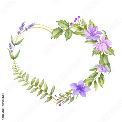 Hand-painted watercolor floral heart shape Valentine frame