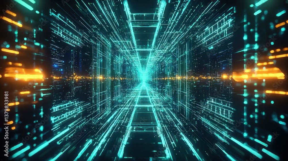 Abstract Digital Futuristic Light Network Abstract Digital Futuristic Light Network