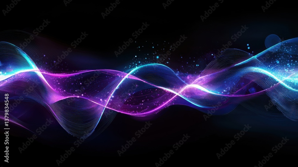 Fototapeta premium Digital Abstract Futuristic Light Waves