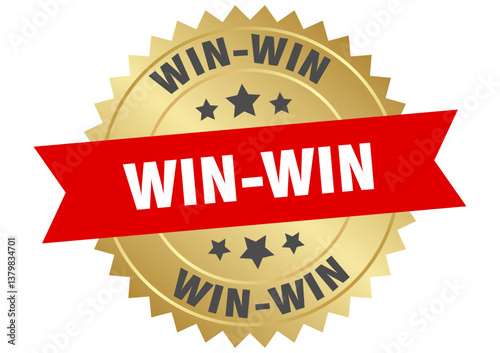 win-win. win-win round red and gold label isolated on transparent background