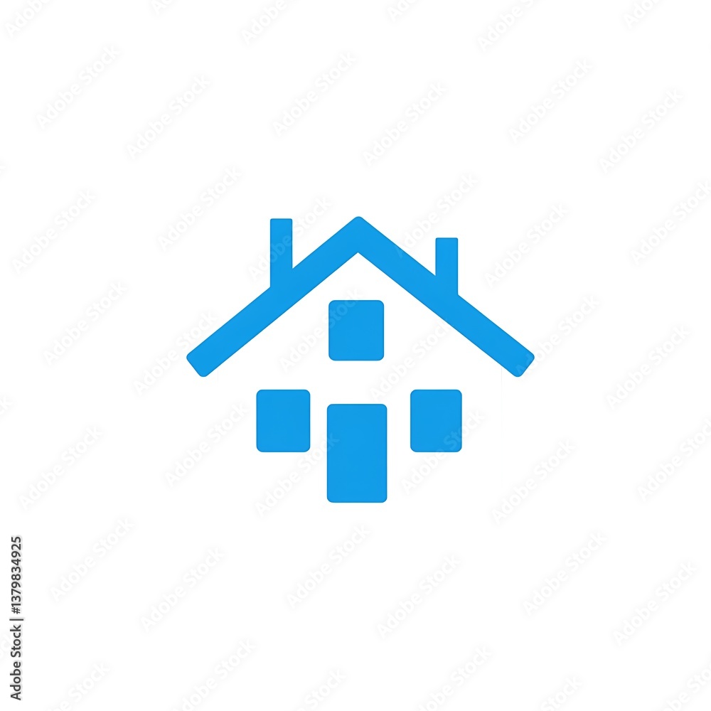 Blue house icon on white background, simple home symbol Blue house icon on white background, simple home symbol