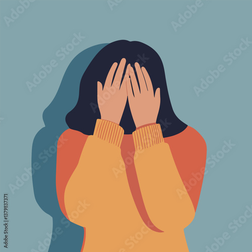 Woman Covering Face with Hands
