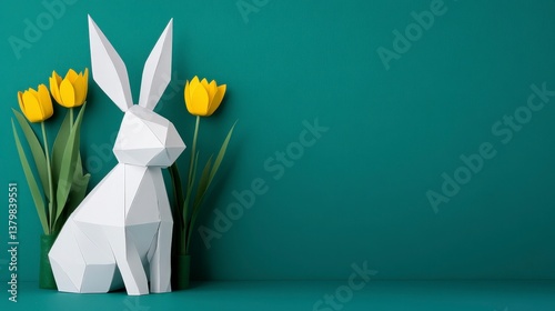 Eco-Friendly Easter Decorations Created from Recycled Materials Featuring a Paper Bunny and Flowers