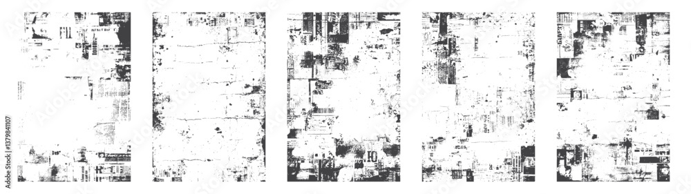 Overlay textures set stamp with grunge effect. Old damage Dirty grainy and scratches. Set of different distressed black grain texture. Distress overlay vector textures.
Overlay textures set stamp with grunge effect. Old damage Dirty grainy and scratches. Set of different distressed black grain texture. Distress overlay vector textures.