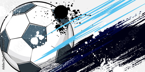 Football or soccer background with big ball in gray colors. vector illustration of football