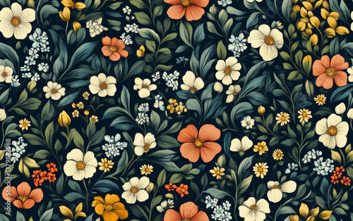 Retro style floral texture art background
