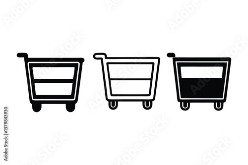 Shopping Cart Icons Three Variations of a Simple, Clean Cart Icon Design for Websites and Apps